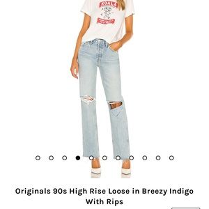 RE/DONE Originals 90s High Rise Loose in Breezy Indigo With Rips. Worn twice.